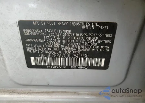 2013 Subaru Xv Crosstrek 2.0 Premium из США, поврежденный, VIN JF2GPAVC9D2841930